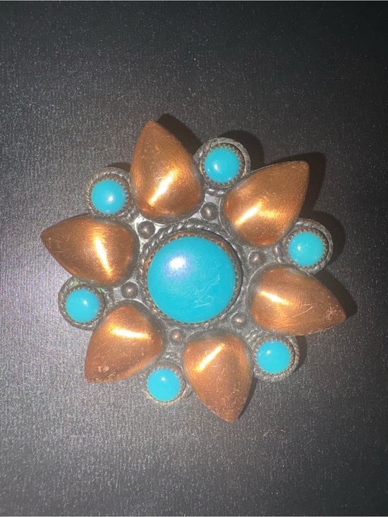 Unbranded Jewelry - Turquoise and Copper Floral Statement Brooch